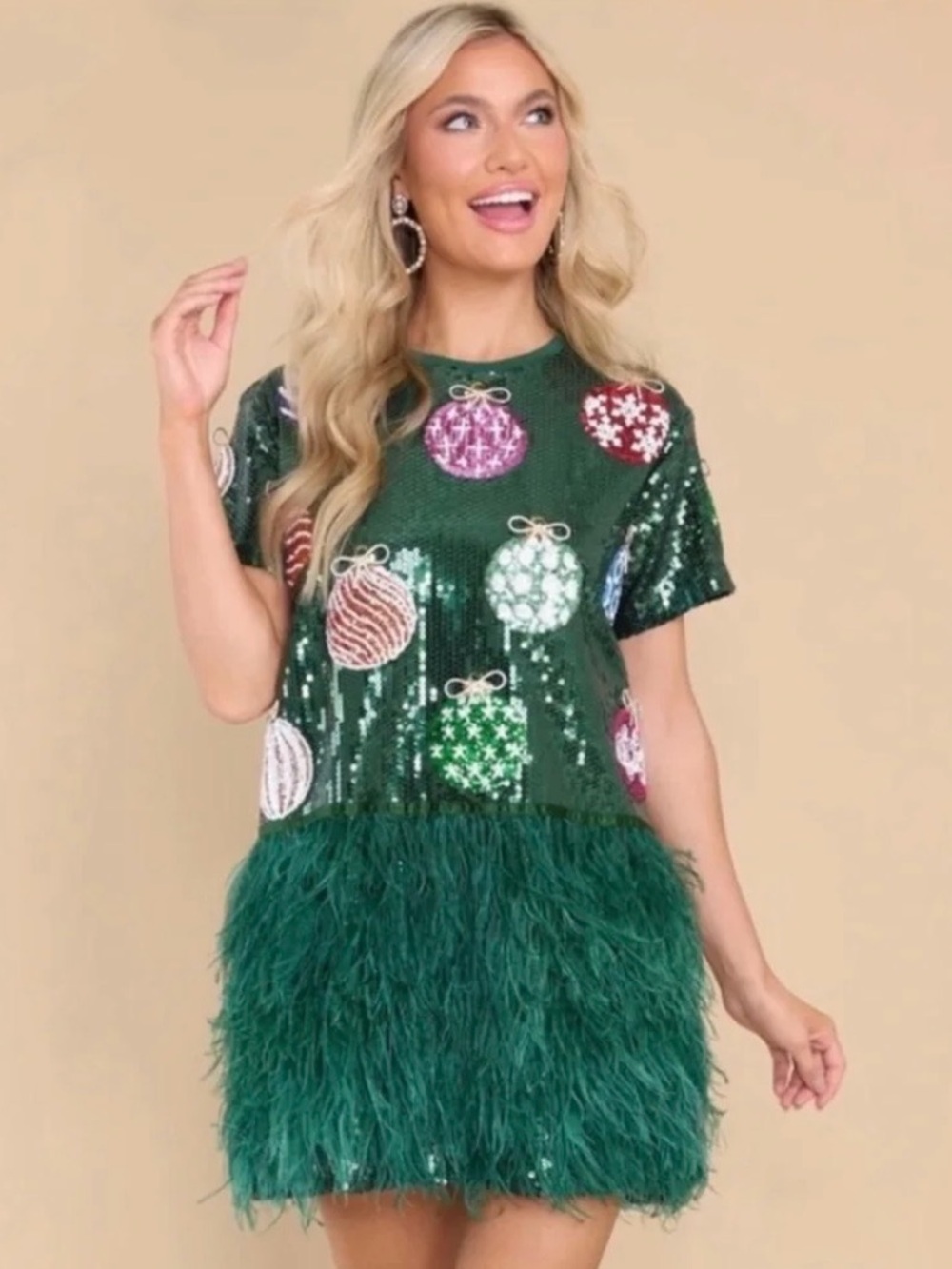 Queen of Sparkles Christmas Ball Feather Dress Size XXL